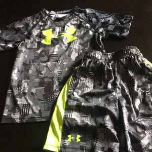 2 Boys under Armour shirt/short sets